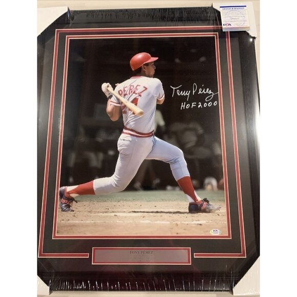 Tony Perez autograph signed Reds Inscribed HOF 2000 16x20 photo framed PSA/DNA - Picture 1 of 4
